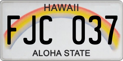 HI license plate FJC037