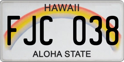 HI license plate FJC038