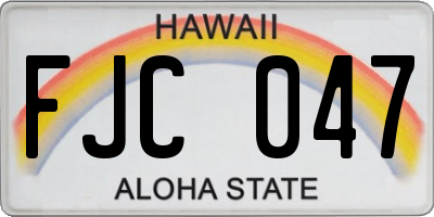 HI license plate FJC047