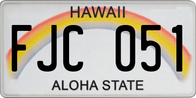 HI license plate FJC051