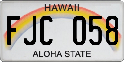 HI license plate FJC058