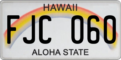 HI license plate FJC060