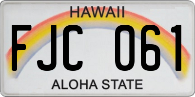 HI license plate FJC061