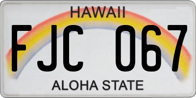 HI license plate FJC067