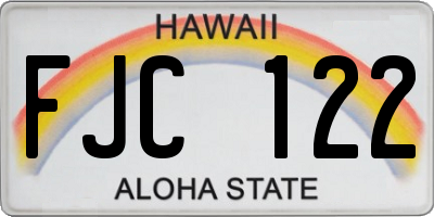 HI license plate FJC122
