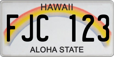 HI license plate FJC123
