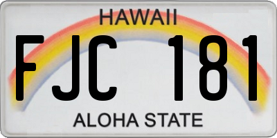HI license plate FJC181