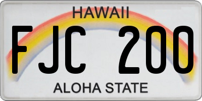 HI license plate FJC200