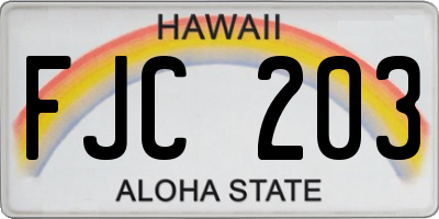 HI license plate FJC203