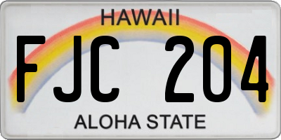 HI license plate FJC204