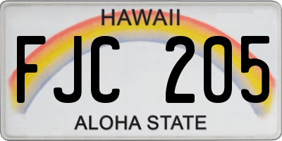 HI license plate FJC205
