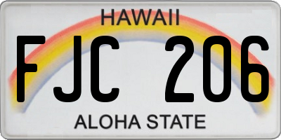 HI license plate FJC206