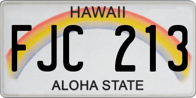 HI license plate FJC213