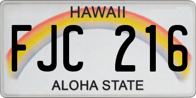 HI license plate FJC216