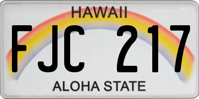 HI license plate FJC217