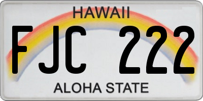 HI license plate FJC222
