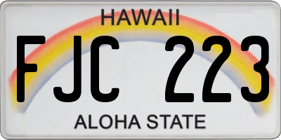 HI license plate FJC223