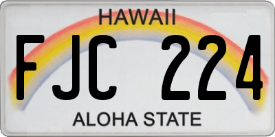HI license plate FJC224