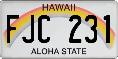 HI license plate FJC231