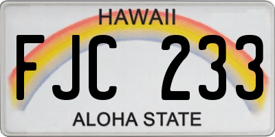 HI license plate FJC233