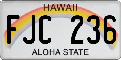 HI license plate FJC236