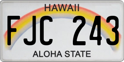HI license plate FJC243