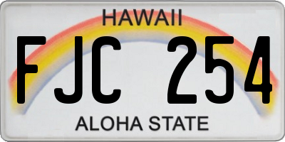 HI license plate FJC254