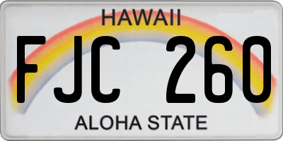 HI license plate FJC260
