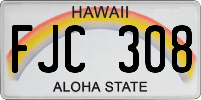 HI license plate FJC308