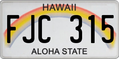 HI license plate FJC315