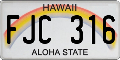 HI license plate FJC316