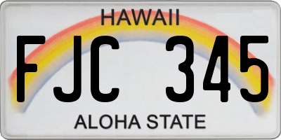 HI license plate FJC345