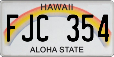 HI license plate FJC354