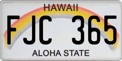 HI license plate FJC365