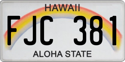HI license plate FJC381