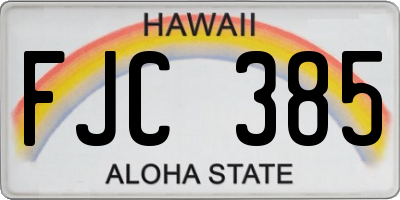 HI license plate FJC385