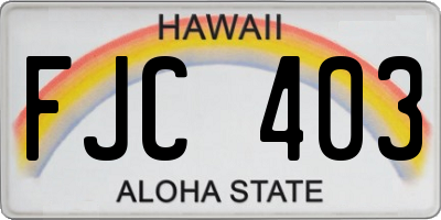 HI license plate FJC403