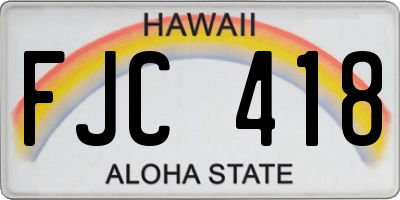 HI license plate FJC418