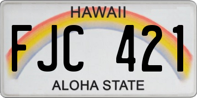 HI license plate FJC421
