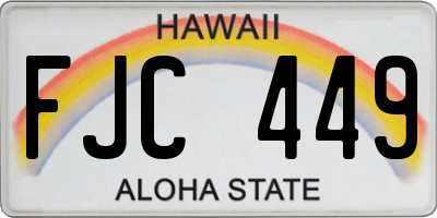 HI license plate FJC449