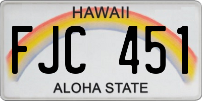 HI license plate FJC451