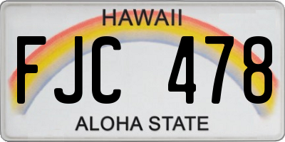 HI license plate FJC478