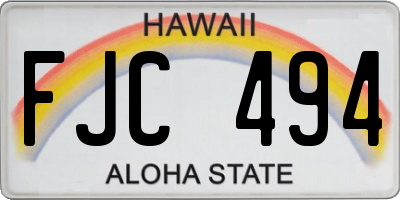 HI license plate FJC494