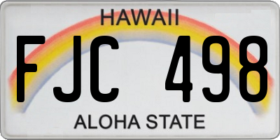 HI license plate FJC498