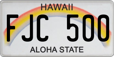 HI license plate FJC500