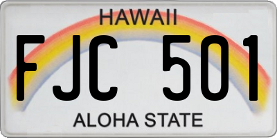 HI license plate FJC501