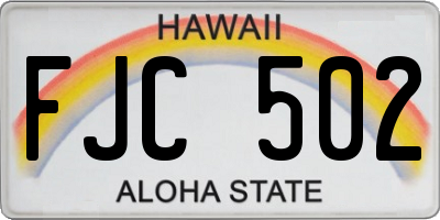 HI license plate FJC502