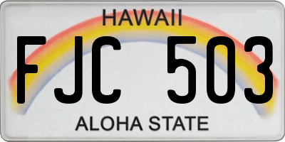 HI license plate FJC503