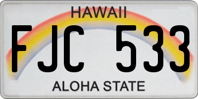 HI license plate FJC533
