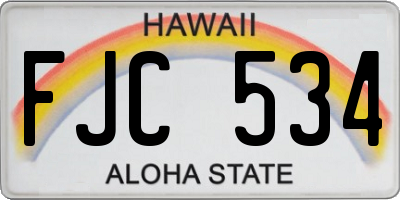 HI license plate FJC534